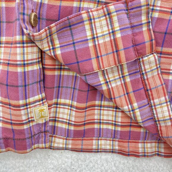 Tommy Bahama Shirt Men Large Pinks Pastel Plaid Loop Collar Silk Preppy Outdoors - Picture 8 of 16